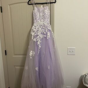 JJs House Lavender and White Prom Dress